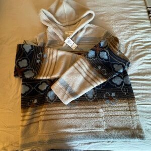 NWT NEW Sun + Stone Men's Tate Geo Stripe-Print Fleece Hoodie Sz XXL